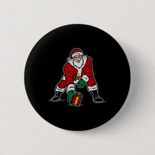 Three Point Stance Santa Christmas Football Lover  6 Cm Round Badge