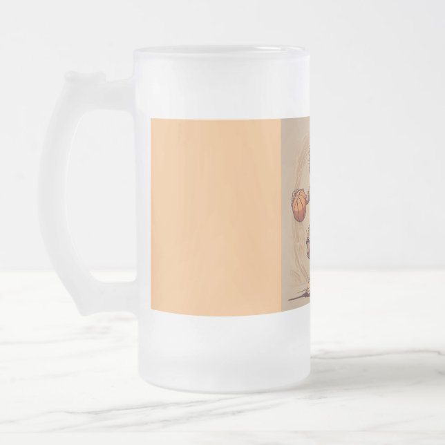 Three-pointer Frosted Glass Beer Mug (Left)