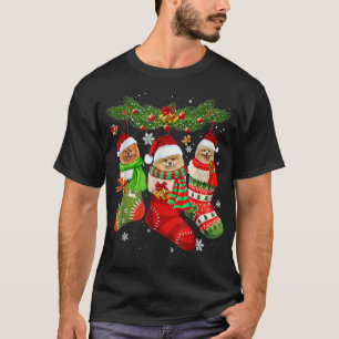 Three Pomeranian In Sock Christmas Santa Xmas T-Shirt