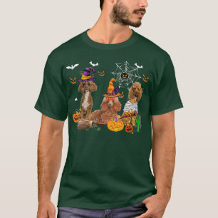 Three Poodle Dogs Witch Halloween Mummy Scary Pump T-Shirt