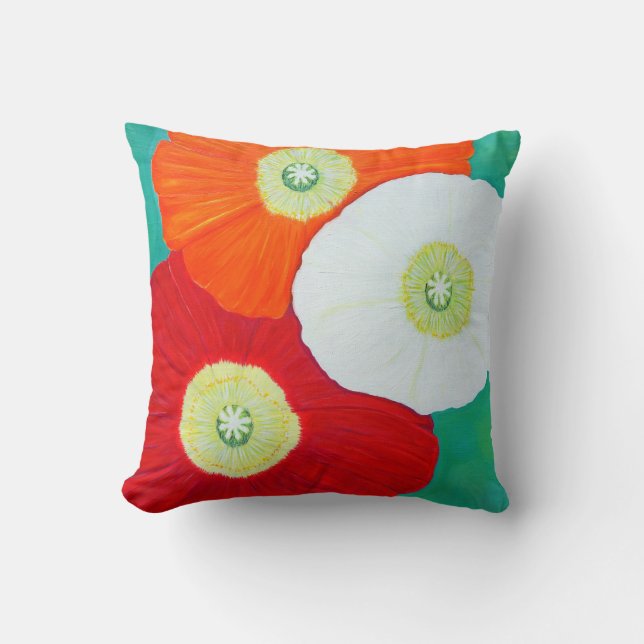 Three Poppies Painting Cushion (Front)