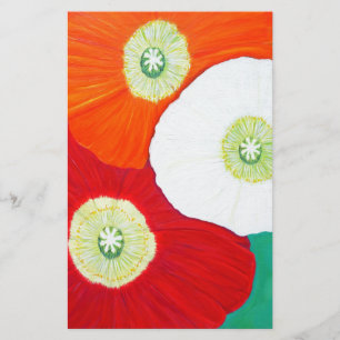 Three Poppies Painting Stationery