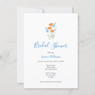 Three Poppies Watercolor Bouquet Invitation