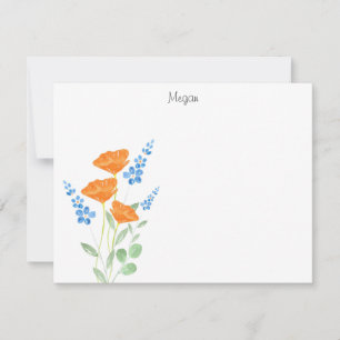 Three Poppies Watercolor Bouquet Note Card