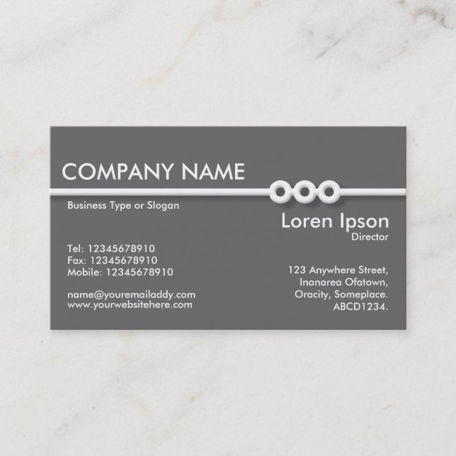 Three Portholes Line - Grey Business Card (Front)