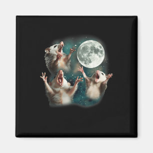 Three Possum Moon _ 3 Opossum Funny Weird Cursed M Magnet