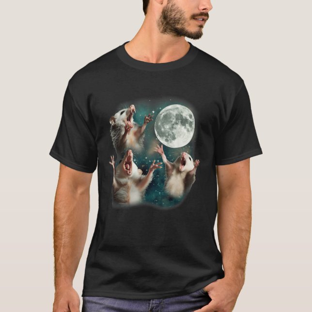 Three Possum Moon _ 3 Opossum Funny Weird Cursed M T-Shirt (Front)