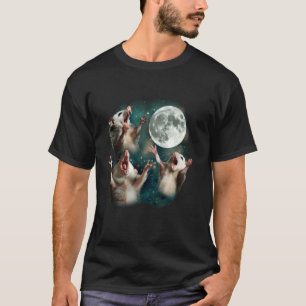Three Possum Moon 3 Opossum Funny Weird Cursed Mem T-Shirt