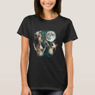 Three Possum Moon 3 Opossum Funny Weird Cursed Mem T-Shirt