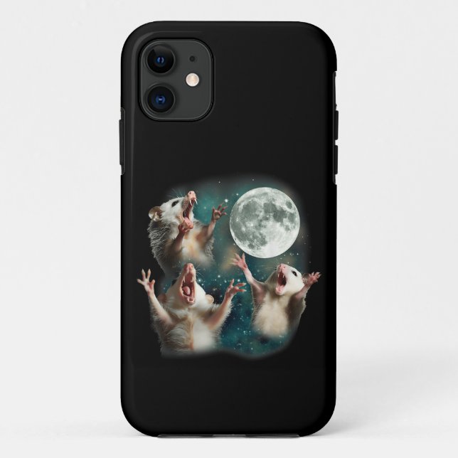 Three Possum Moon 3Opossum Funny Weird Cursed Meme Case-Mate iPhone Case (Back)