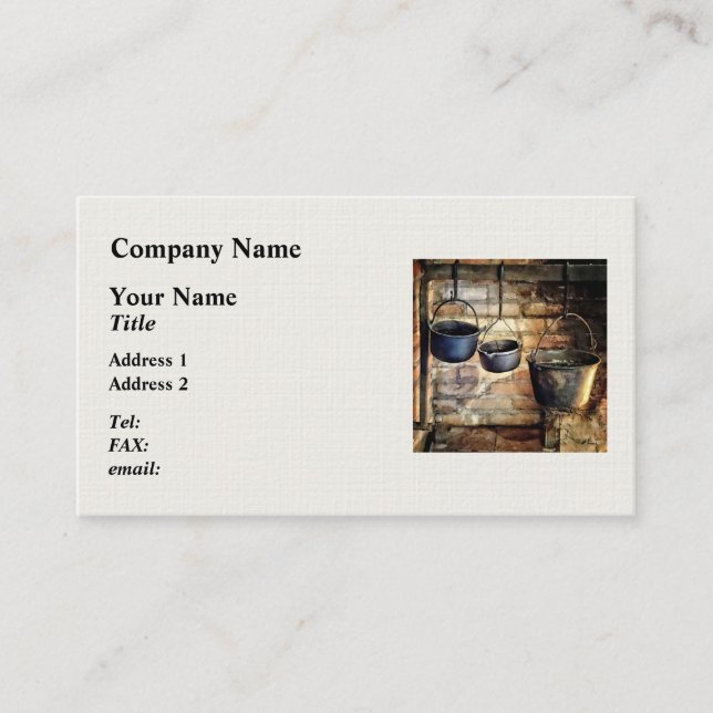 Three Pots in Colonial Kitchen Business Card (Front)
