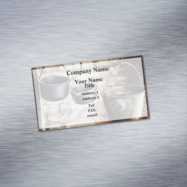 Three Pots in Colonial Kitchen Magnetic Business Card (In Situ)