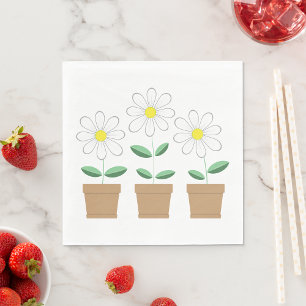 Three Potted Daisies Napkin