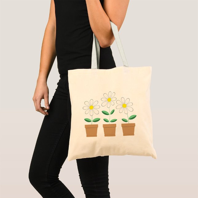 Three Potted Daisies Tote Bag (Creator Uploaded)