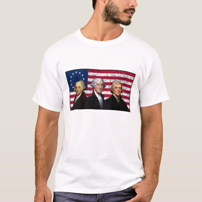 Three Presidents and The American Flag T-Shirt (Front)