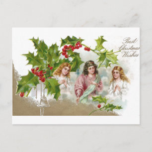 Three Pretty Angels for Christmas Holiday Postcard