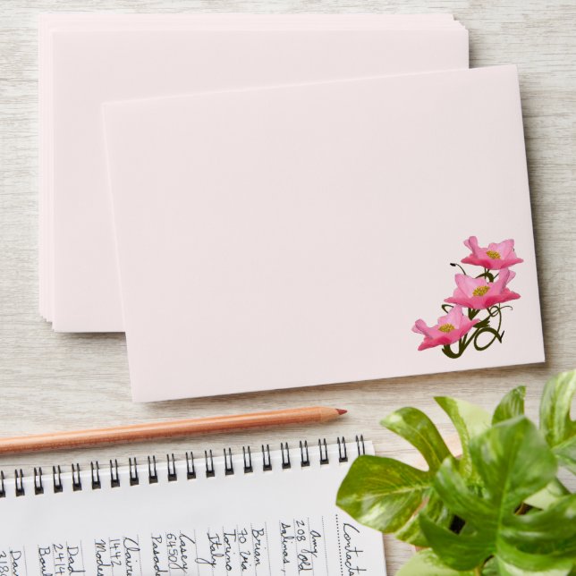 Three Pretty Pink Poppies Photograph Envelope (Stacked)