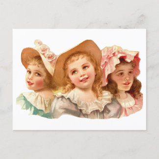 Three Pretty Vintage Girls Postcard