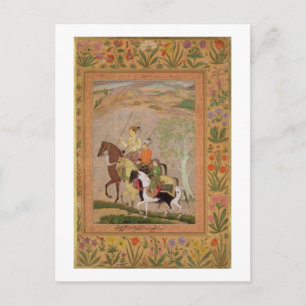 Three Princes Going Hunting, c.1635 (gouache on pa Postcard