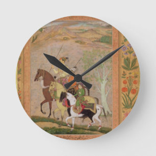 Three Princes Going Hunting, c.1635 (gouache on pa Round Clock
