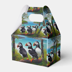 Three Puffin Birds Oil Paint, Favour Box