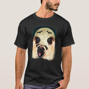 Three Pugs Halloween and Halloween Moon T-Shirt