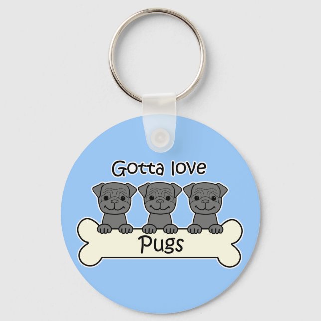 Three Pugs Key Ring (Front)