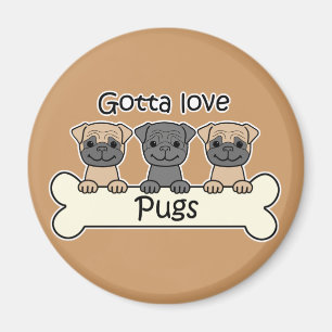 Three Pugs Magnet