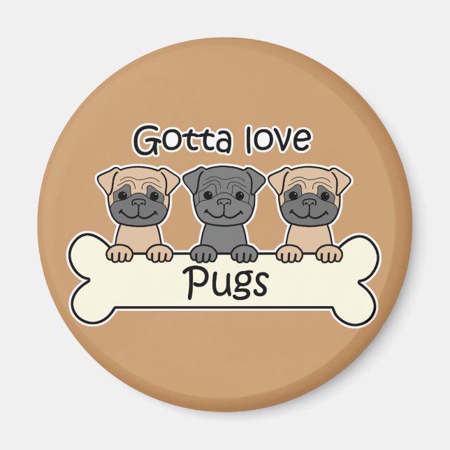 Three Pugs Magnet (Front)