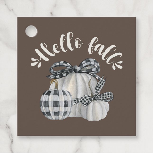 Three Pumpkin Hello Fall Favour Tags (Front)