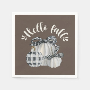 Three Pumpkin Hello Fall Napkin