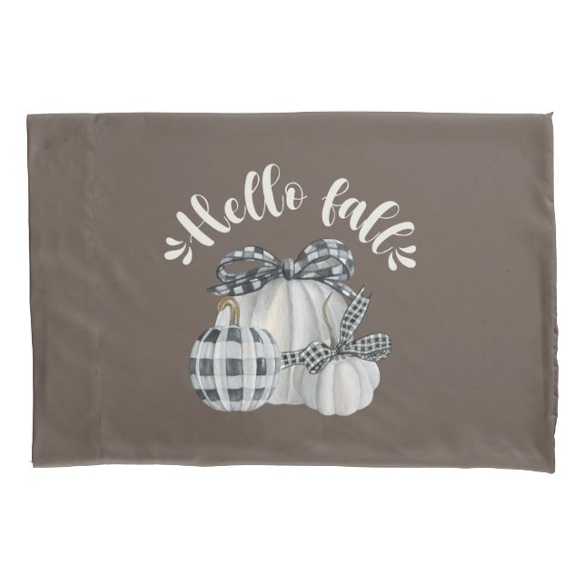 Three Pumpkin Hello Fall Pillowcase (Front)