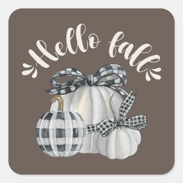 Three Pumpkin Hello Fall Square Sticker (Front)