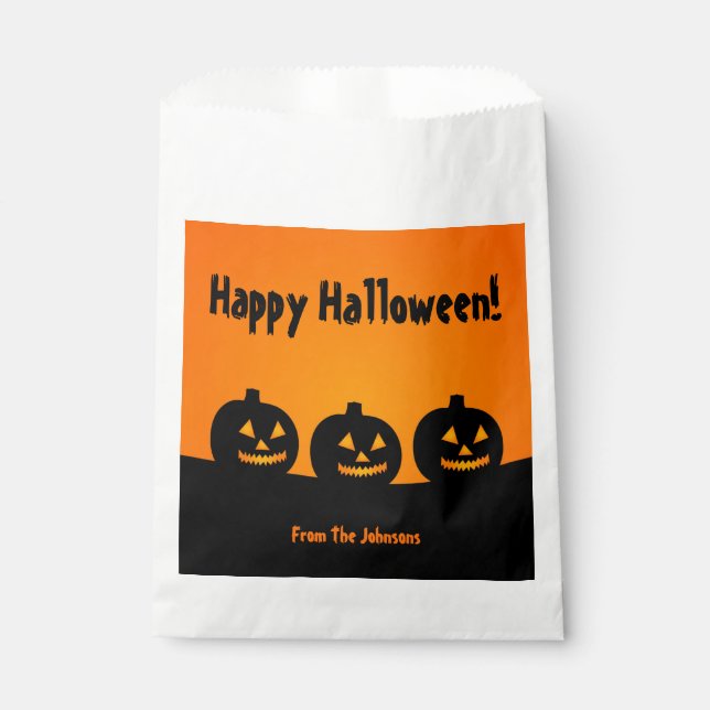 Three Pumpkins Halloween Party Favour Bags (Front)
