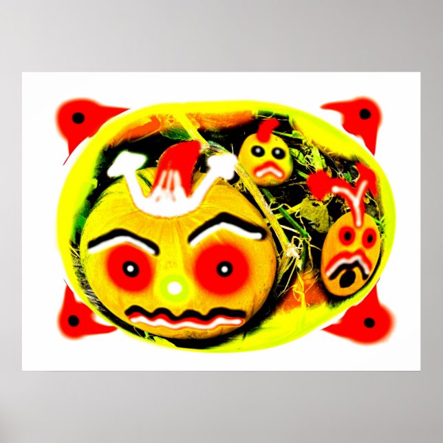 Three pumpkins scary art poster (Front)