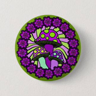 Three Purple Mushrooms Button