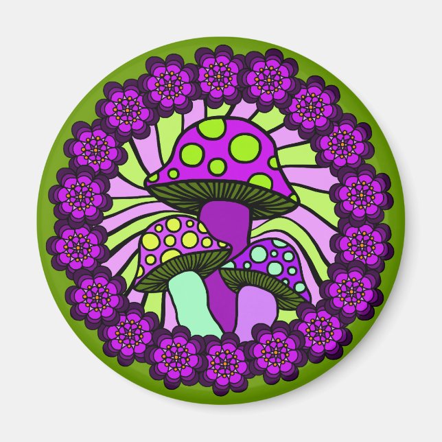 Three Purple Mushrooms Magnet (Front)