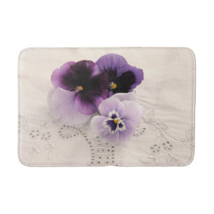 Three purple pansies bath mat