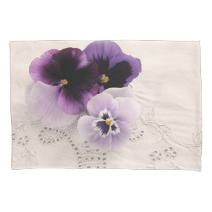 Three purple pansies pillowcase