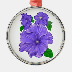 Three Purple Petunias Metal Tree Decoration