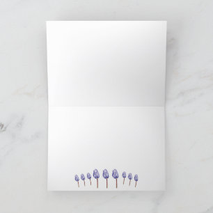 Three Purple Tulips Greeting Card–Minimal Elegance Thank You Card