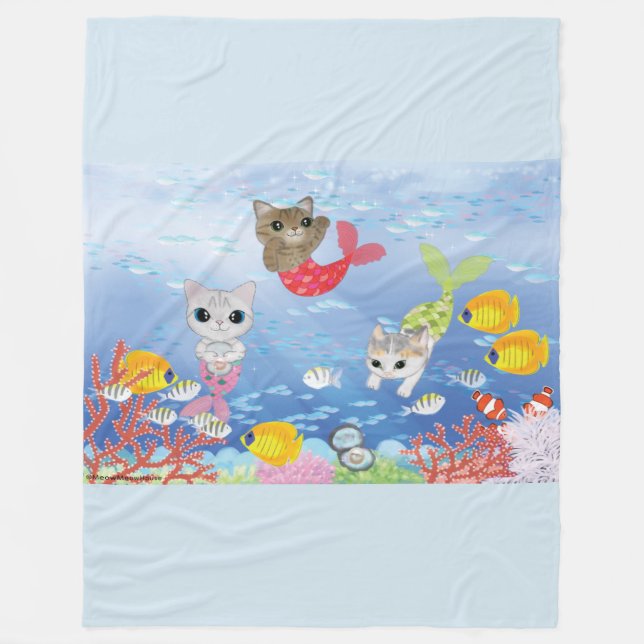 Three Purrmaids Fleece Blanket (Front)
