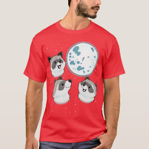 Three Racoon Moon 3 Raccoons Howling At The Moon T-Shirt