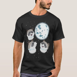 Three Racoon Moon 3 Raccoons Howling At The Moon T-Shirt
