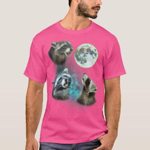 Three Racoons Howl At Moon 3 Wolfs Funny Wolves Pa T-Shirt