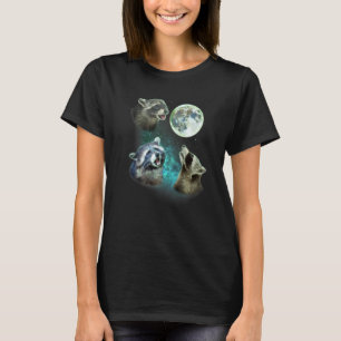 Three Racoons Howl At Moon 3 Wolfs Wolves Parody T-Shirt