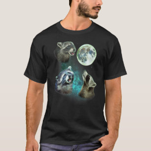 Three Racoons Howl At Moon 3 Wolfs Wolves Parody T-Shirt