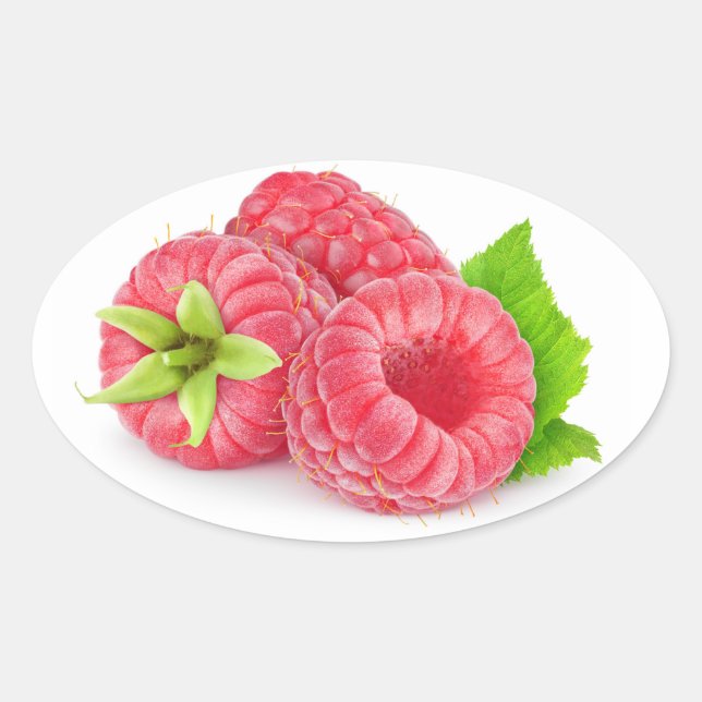 Three raspberries oval sticker (Front)