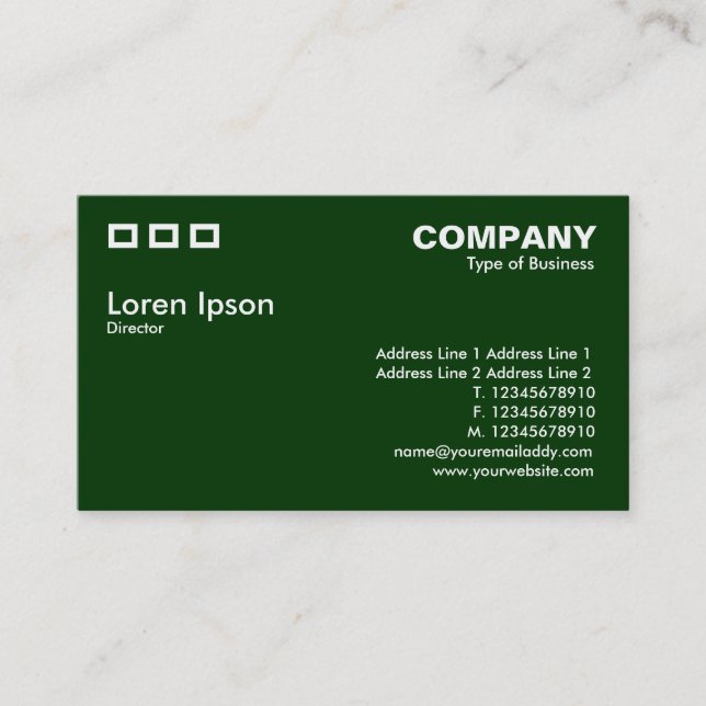 Three Rectangles - Dark Green (003300) Business Card (Front)