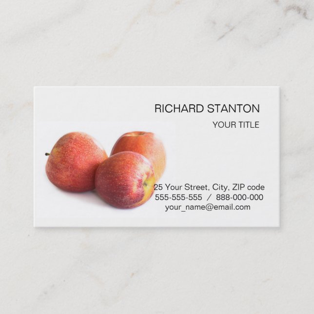 Three red apples business card (Front)